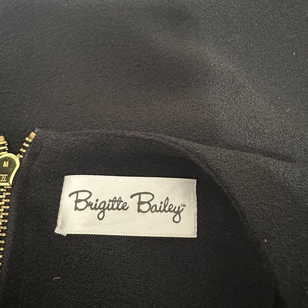 Brigitte Bailey Black Sleeveless A-Line Dress Gold Back Zipper Preppy Old Money - Picture 4 of 8